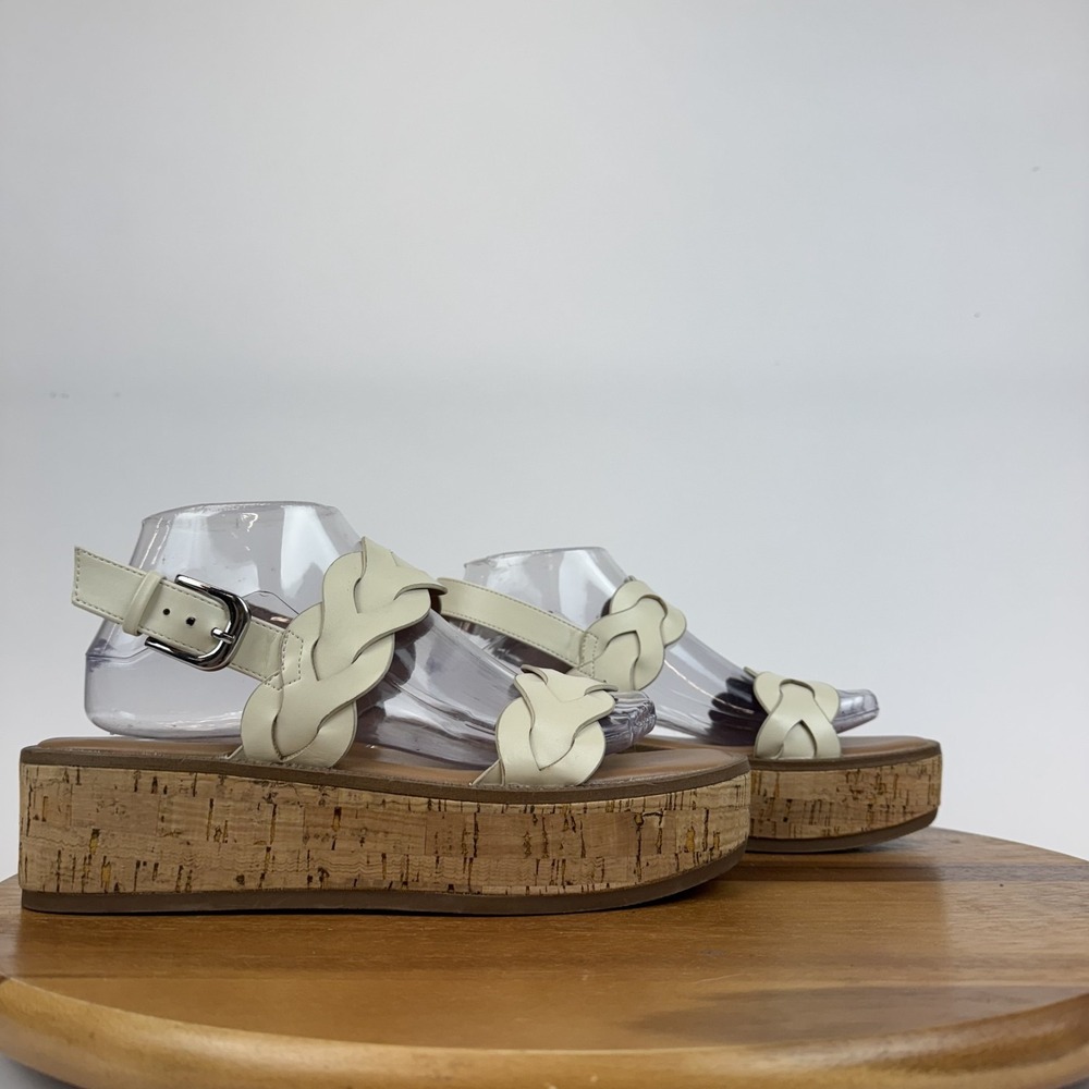 New Womens Nordstrom Rack Pennie Taupe Faux Leather Platform Sandals Size‎ 9 M